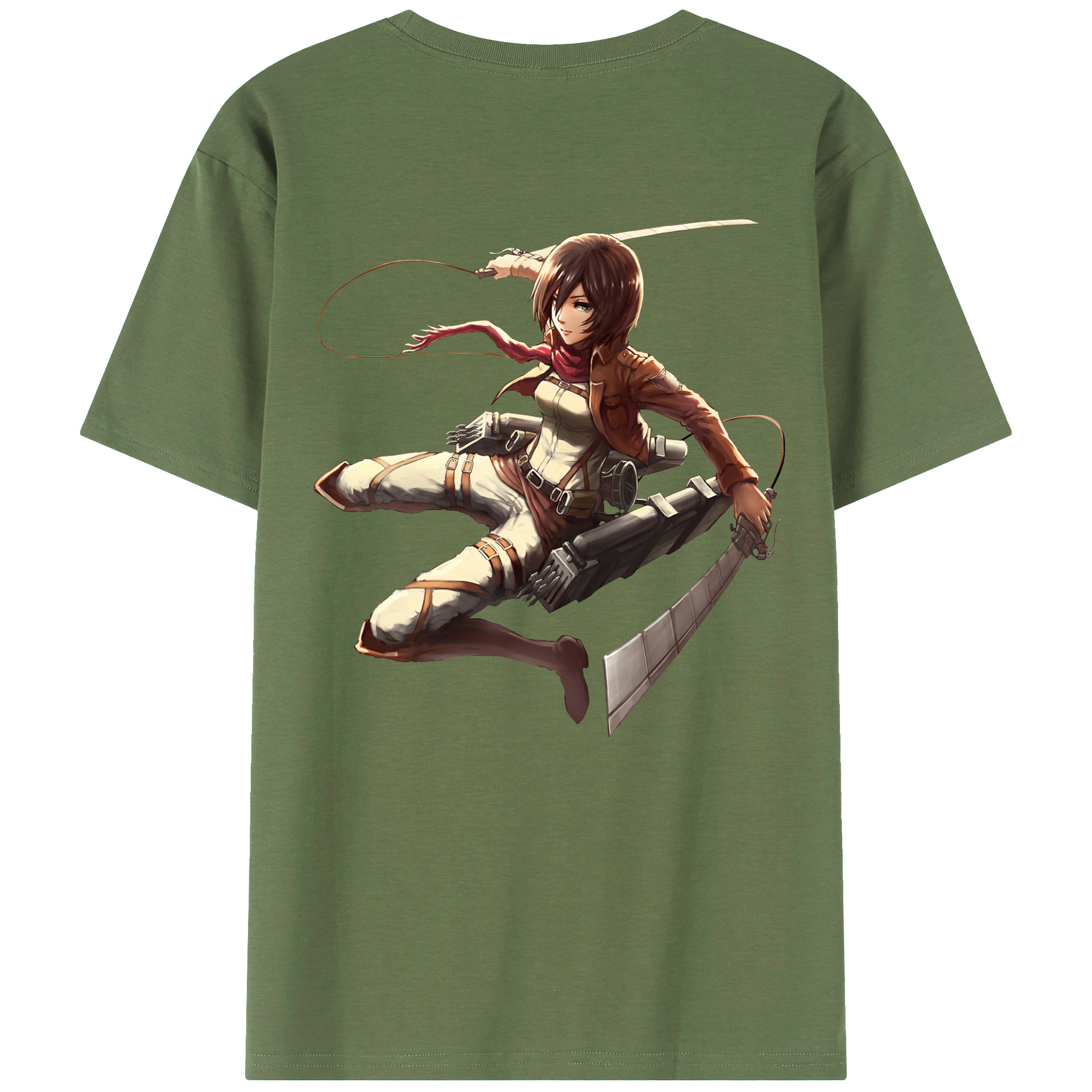 （画像用） 進撃の巨人 ミカサ·アッカーマン Attack on Titan Mikasa Ackerman 綿100％ メンズ半袖Tシャツ（バックプリント） 通気性